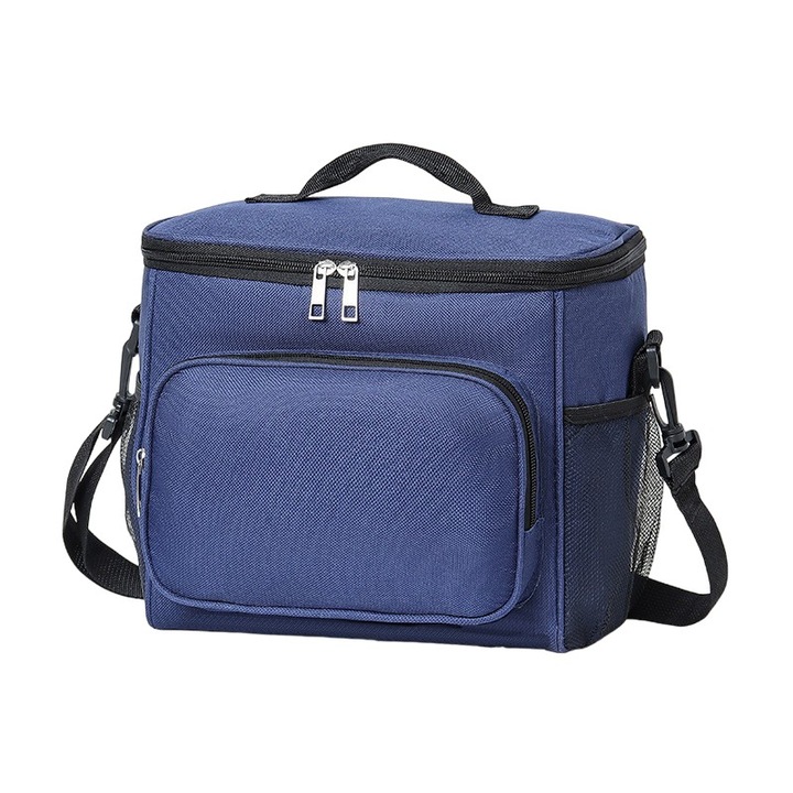 Чанта за обяд, Flippy, многофункционална, с отделения, 2 вида дръжки, водоустойчива, 26x24x17 см, синя