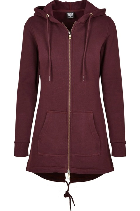 Дамско яке Urban Classics Sweat Parka, червено вино, Тъмночервени нюанси