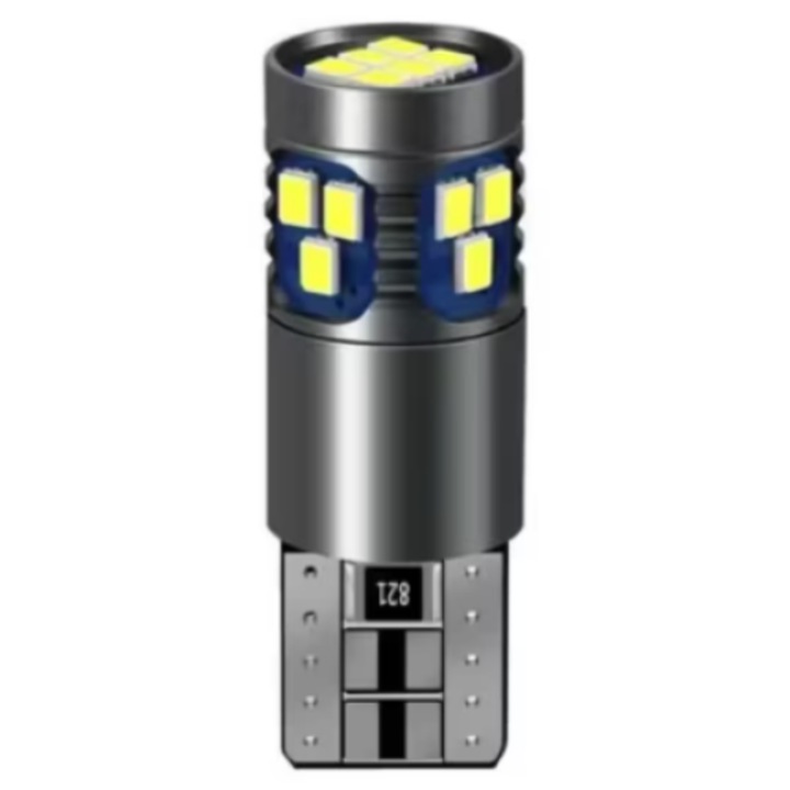 LED крушка T10 W5W BZRSH, 18 LED SMD, 12V, за позиция, плафон, багажник, сигнализация, огледала, амбиент, бяла светлина 6000k, CANBUS, BZRSH