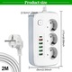 Switch Extension Splitter 2m, 3 гнезда + 4 USB + 1 USB-C, 2500 W