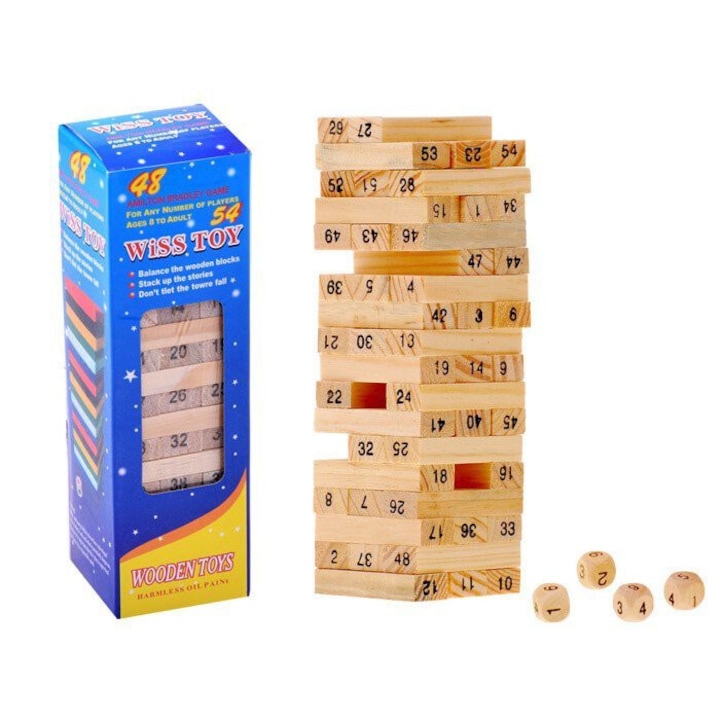 Joc de societate, Jenga cu zaruri, Lemn