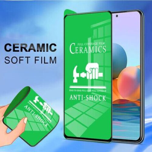 Folie Ceramica pentru Samsung Galaxy A55/ A35 4G/5G, Ceramics 9D, Anti-soc, Margini Negre, Transparent