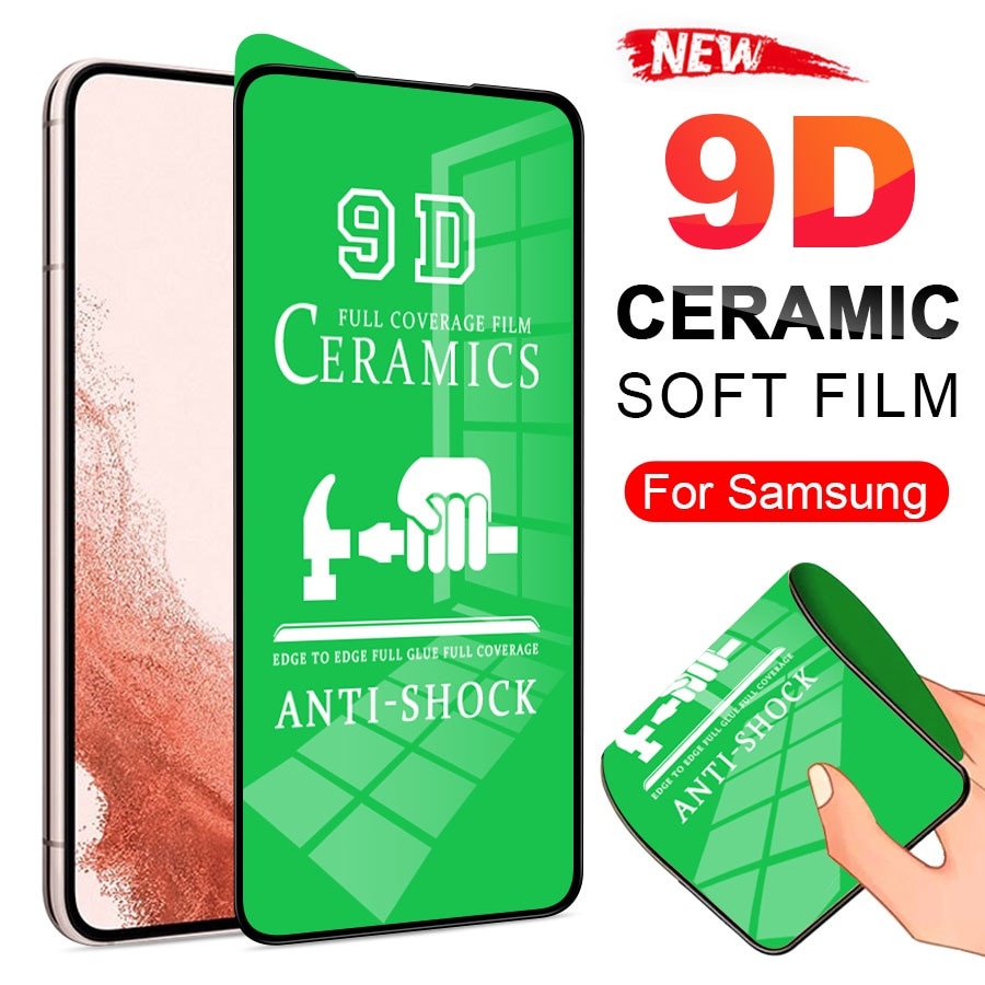 Folie Ceramica pentru Samsung Galaxy A55/ A35 4G/5G, Ceramics 9D, Anti-soc, Margini Negre, Transparent