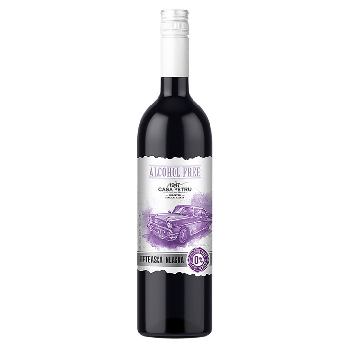 Vin rosu demidulce fara alcool, Feteasca Neagra, Casa Petru, 0.75 l