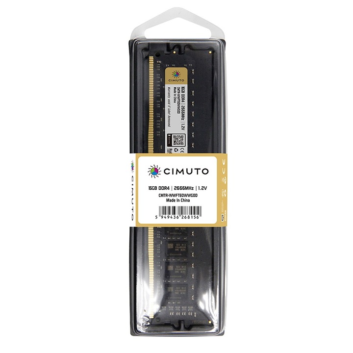 Памет RAM 16 GB ddr4, 2666 Mhz, 1.2V CL17 Cimuto, за компютър, черно издание