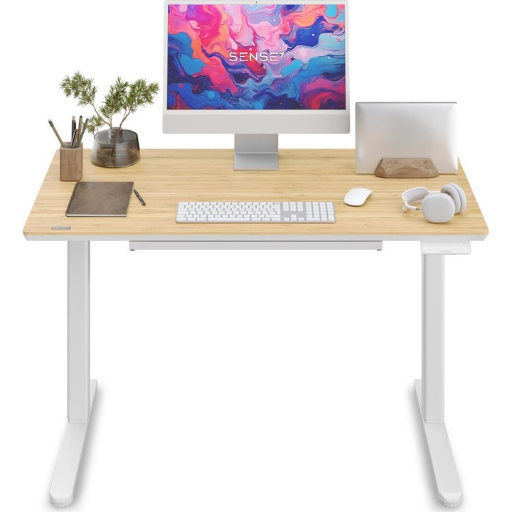 Електрическо бюро с регулируема височина SENSE7 Newai, 120x60 см, 72-118 см, бежово