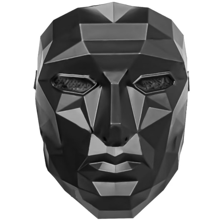 S DEPOT® маска, вдъхновена от лидера на Squid Game, изработена от пластмаса, за Хелоуин, черна