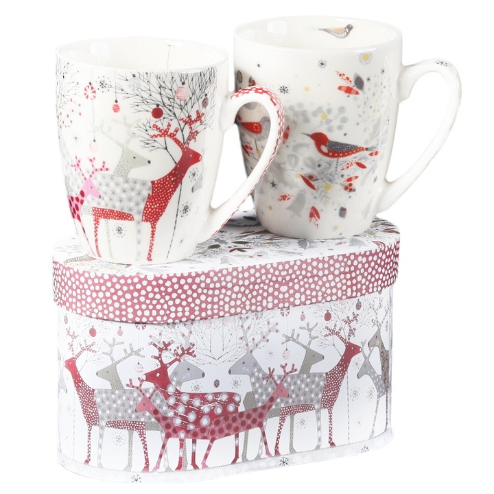 Set 2 Cani si cutie cadou, Scandic Christmas, 2x 350 ml, Tea Point