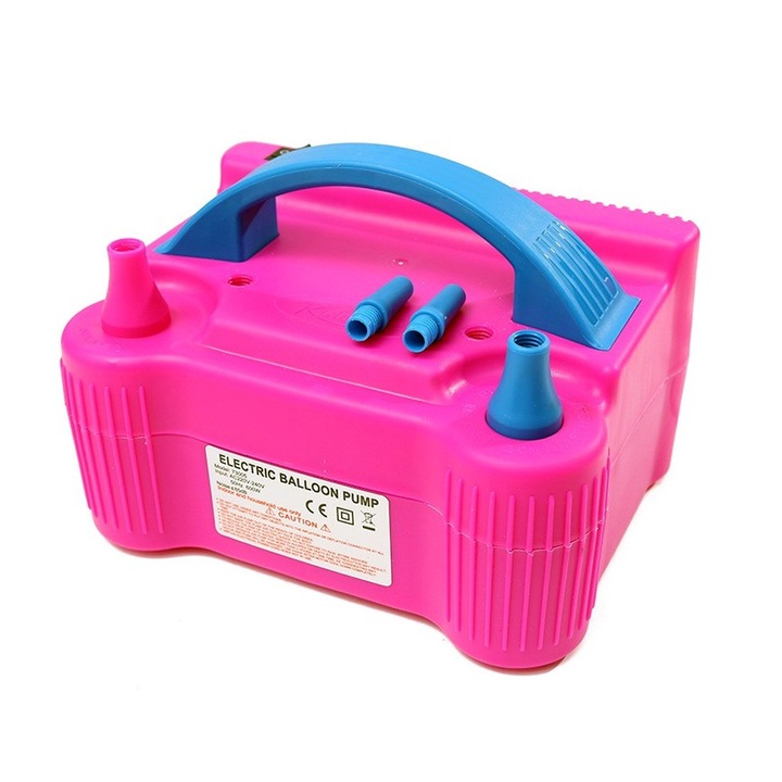 Elektromos szivattyú léggömbök felfújásához, OPTIM MEGOLDÁS, hordozható, gyors és hatékony, nagy teljesítményű kompresszor, 600 W, folyamatos vagy szakaszos működés, vákuumtömörítés, bulikra, rendezvényekre, szórakozásra, rózsaszín