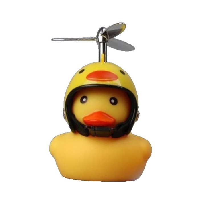 Lumina pentru Bicicleta, Flippy, Model Ratusca Decorativa, cu Sistem de Prindere, Lumini, 7.5 x 9 cm, cu Casca, Galben