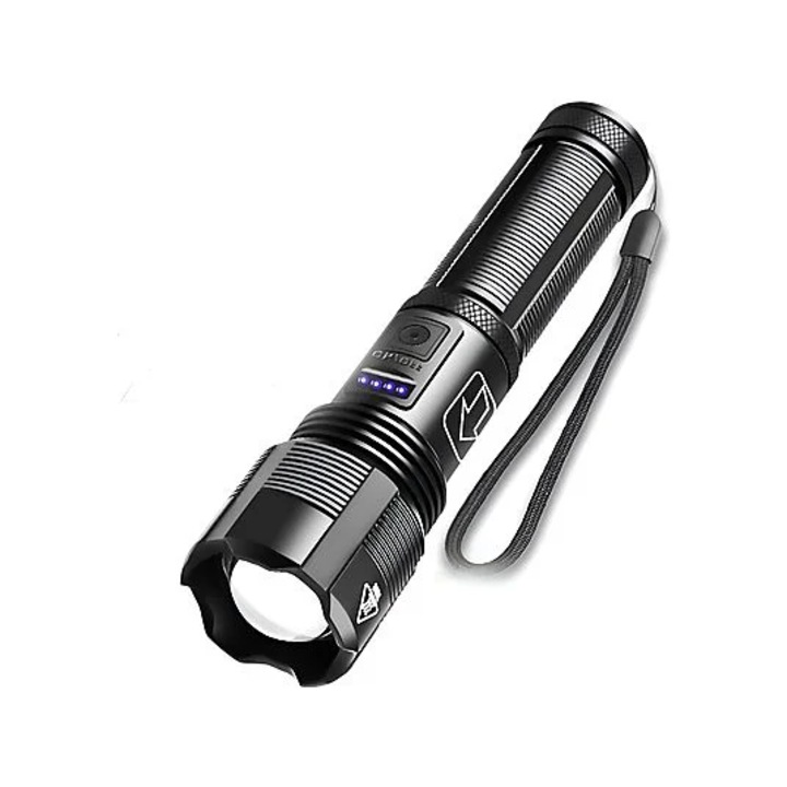 LED фенер, висока яркост, XHP50.2 - водоустойчив, зарежда се през USB, 5 режима, функция за увеличение