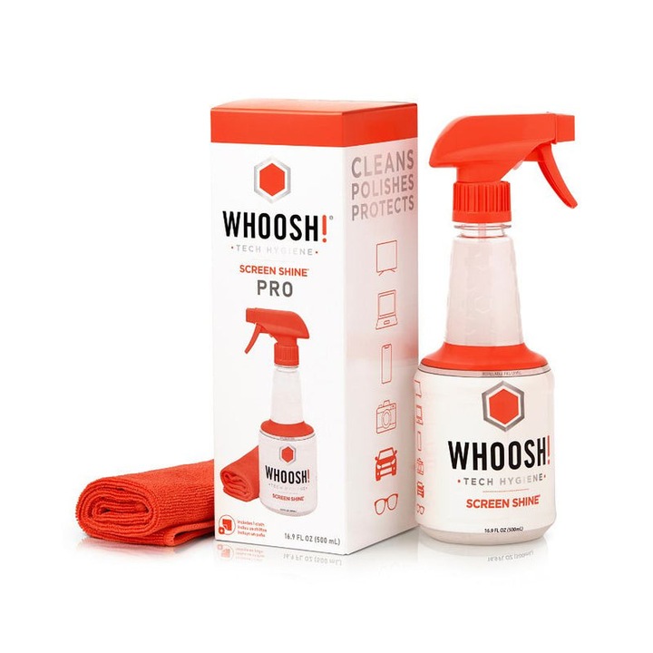 Solutie curatat ecrane WHOOSH! Screen Shine Pro Reincarcabil 500ml + carpa din microfibra