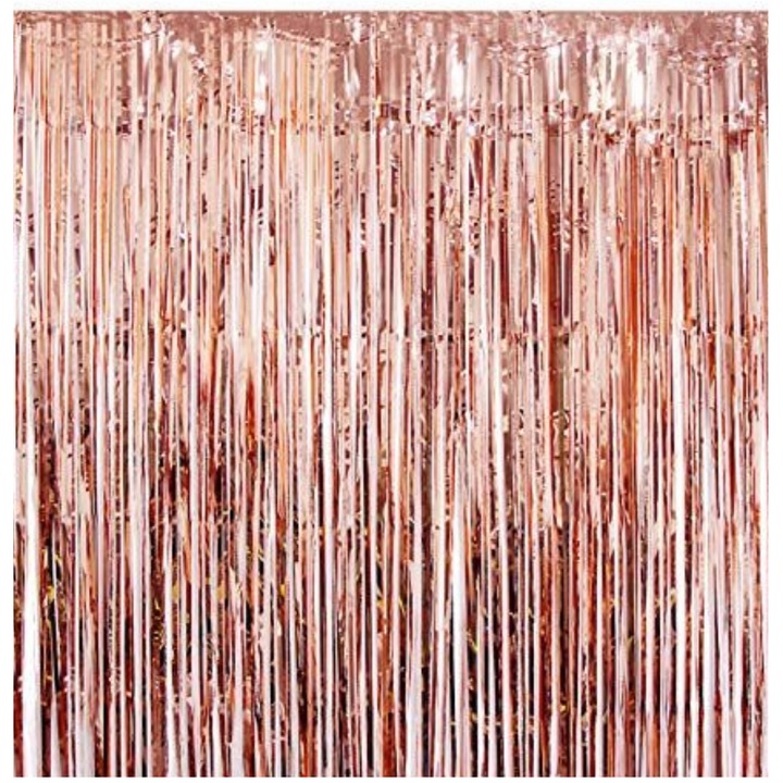 Perdea Decorativa SDEPOT®, din folie rose gold metalizat, pentru petreceri aniversare