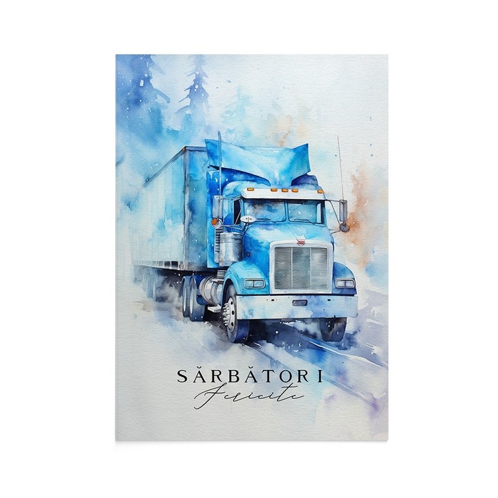 Felicitare de Craciun Blue Truck, Zizula Cards, 105 X 150 mm