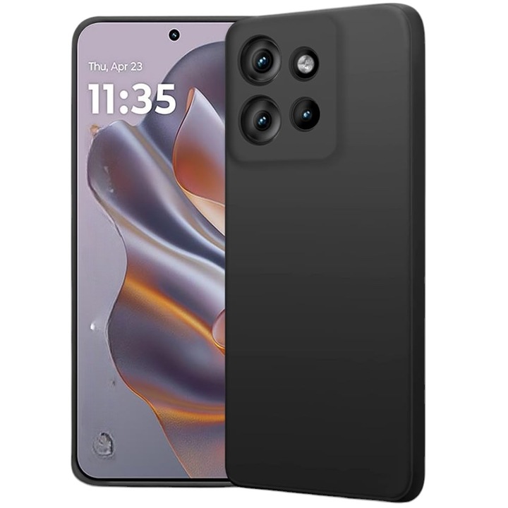 Калъф G-Tech, съвместим с Motorola G75, тънък, защита на камерата, микрофибър, високотехнологичен силикон, черен