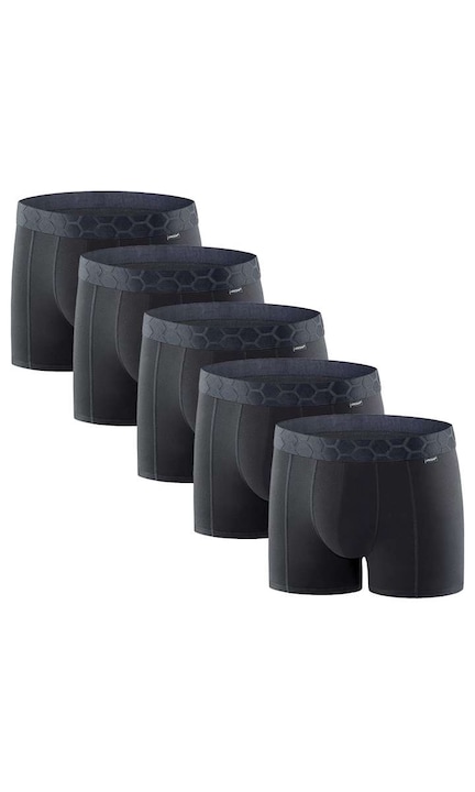 Set 5 buc boxeri BB116PEC, Uniconf, Negru