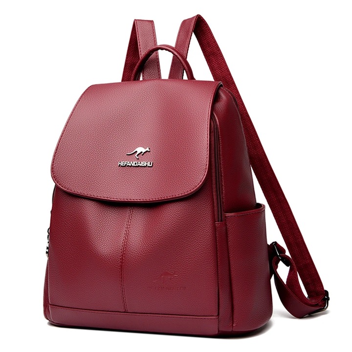 Дамска раница, Axroad Mall, тип PU чанта, регулируеми презрамки, водоустойчива, полиестерна подплата, ежедневна, спортна, ученическа, допълнителна защита, безопасно съхраняване на вашия мобилен телефон и други артикули, 31 x 30 x15 cm, червена