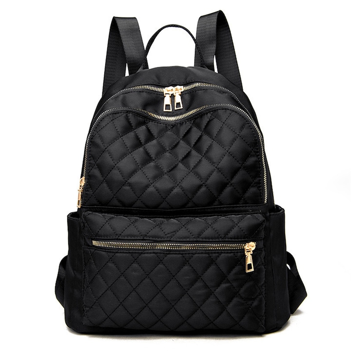 Елегантна дамска раница, Axroad Mall, тип PU чанта, С регулируеми презрамки, С пет отделения, издръжливи ципове, Идеална за училище, колеж, пътуване, Водоустойчива синтетична материя, 35x30x13 см, Черна