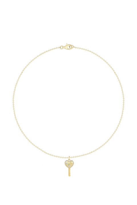 Maison Pauline, Colier placat cu aur de 18K si talisman cheie, Auriu, Transparent