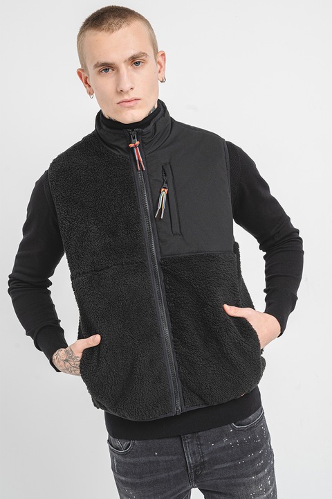 United Colors of Benetton, Vesta cu fenta cu fermoar Ben, Negru, M