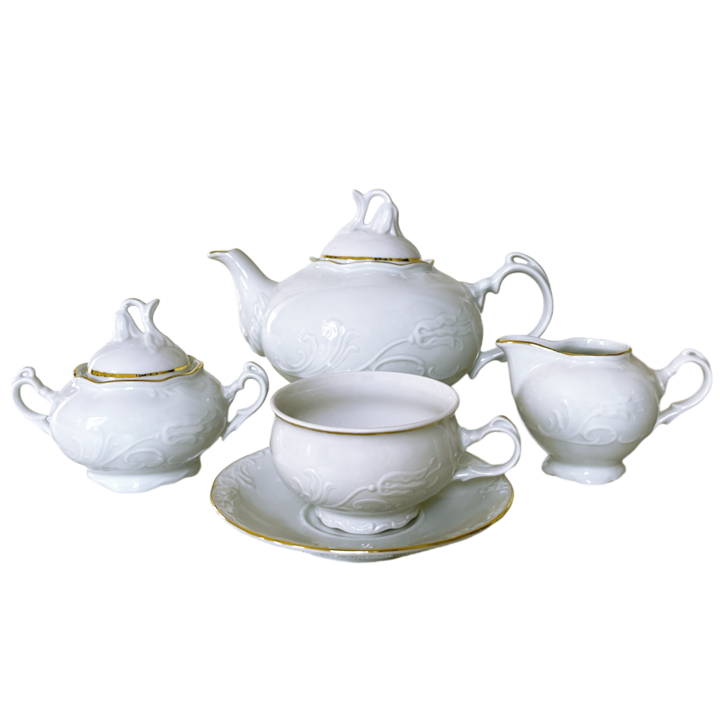 Serviciu Ceai 15 piese, Moga, Tulip Rand Aur