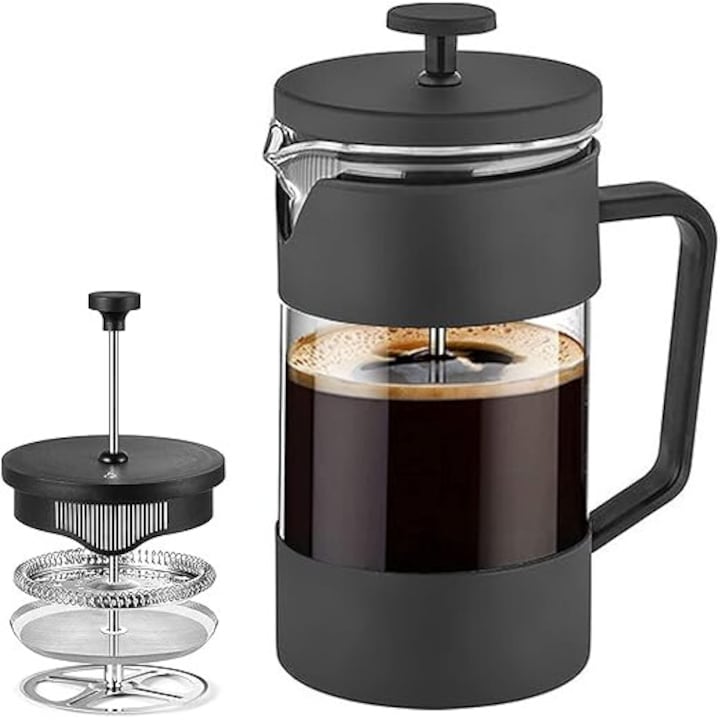 eBA® french press dugattyús kávéfőző, teáskanna/kávéfőző, 21 x 10 cm, 1 l