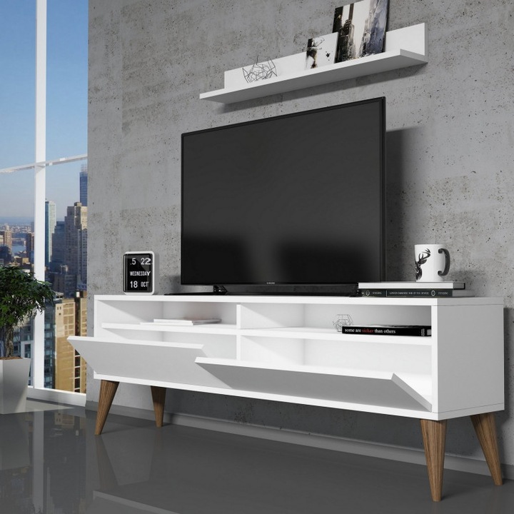 Comoda TV, C1TV-0062, Alb, 150x30x50 cm