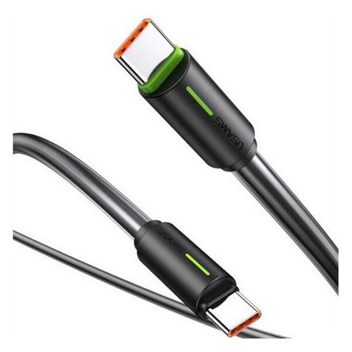 Usams yu adatkábel, type-c - type-c, 60w, gyorstöltő, 100cm, fekete