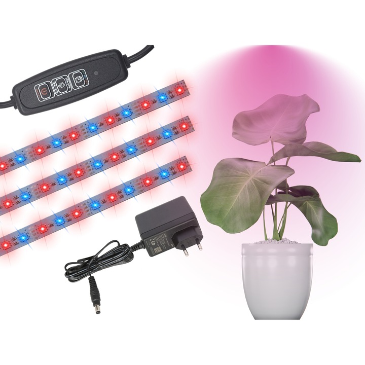Set 3x lampa LED pentru cresterea plantelor, panou 12 led grow 1:1