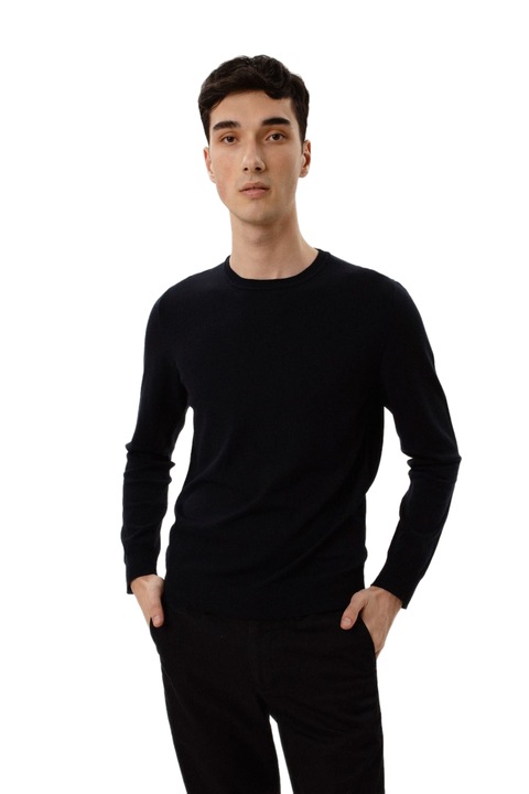 Hermina Pulover Barbati Clasic Tricotat din Modal ML234, Bleumarin inchis