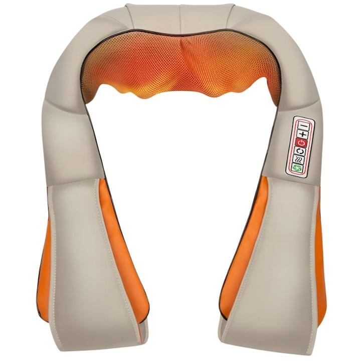Aparat multifunctional, Omna, Electric, functie incalzire, Perna 4D, pentru Gat, Spate, Umeri, Picioare, Abdomen, Brate, Piele ecologica, Textil, Masaj, Relaxare, Bej