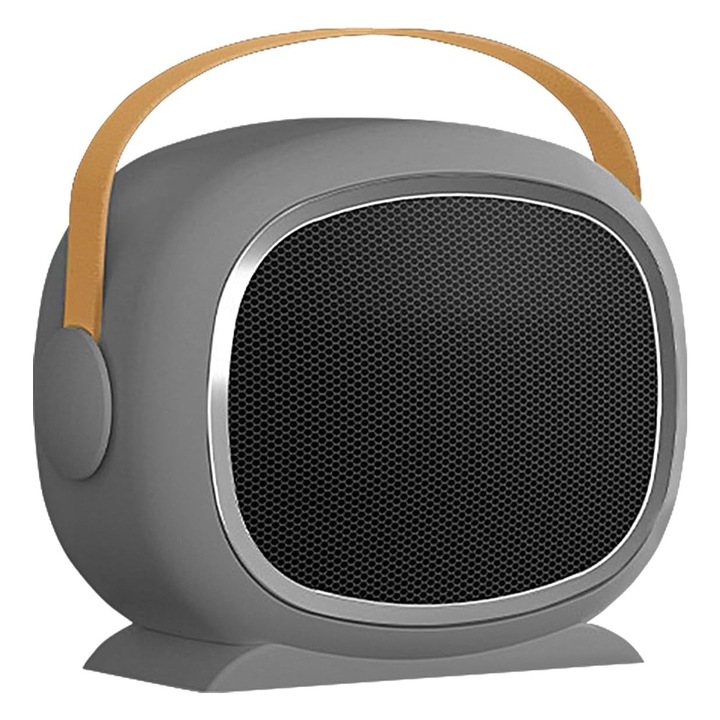 Aeroterma Model Astronaut 2 in 1, OPTIM SOLUTION, Radiator, PTC, Putere 700W - 1200W, Protectie Supraincalzire, Portabil, Silentios, Functie Oprire Automata, Maner din Piele, 2 Trepte de Viteza, Gri