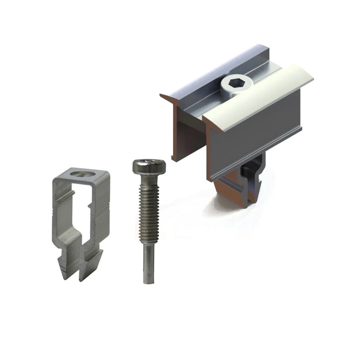 Középső és végű gyorsbilincs 40×40-es alumíniumprofilhoz, 30-35 mm-es fotovoltaikus panelekkel kompatibilis