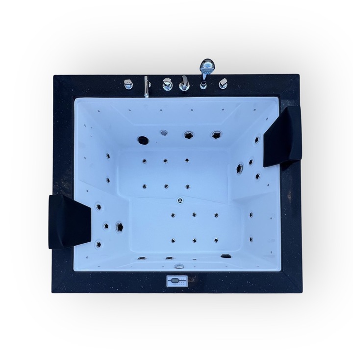 Cada cu hidromasaj SPA-089, alb, 1800 x 1500 x 700 mm, acril sanitar antibacterian Aristech, fatada Black