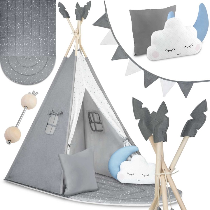 NK-406 Nukido tipi sátor gyerekeknek - szürke