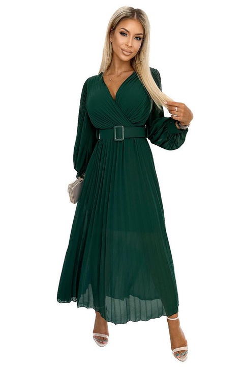 Дамска макси рокля, Numoco, Klara, тъмно зелена, Зелен, One Size
