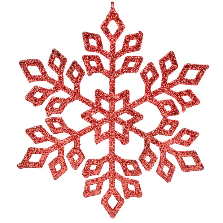 Ornament Brad de Craciun Fulg Glitter Rosu 15cm