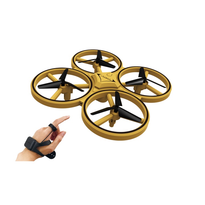 Drona OZN interior/exterior, Control gestual, Rotire 360 grade, Lumina LED, Diametrul 17 cm, 2.4 Ghz, 8+