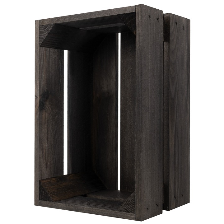 3 darabos készlet Fekete fadoboz, 30 x 20 x 15 cm, Creative Deco, vintage, kopott stílusban, Ideális tárgyakhoz, Gyümölcsdoboz, Dekoratív dobozok barkács dekorációhoz