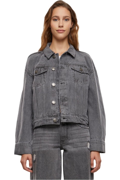 Urban Classics Дамско дънково яке, Сиво, ново изпрано, Светло сив