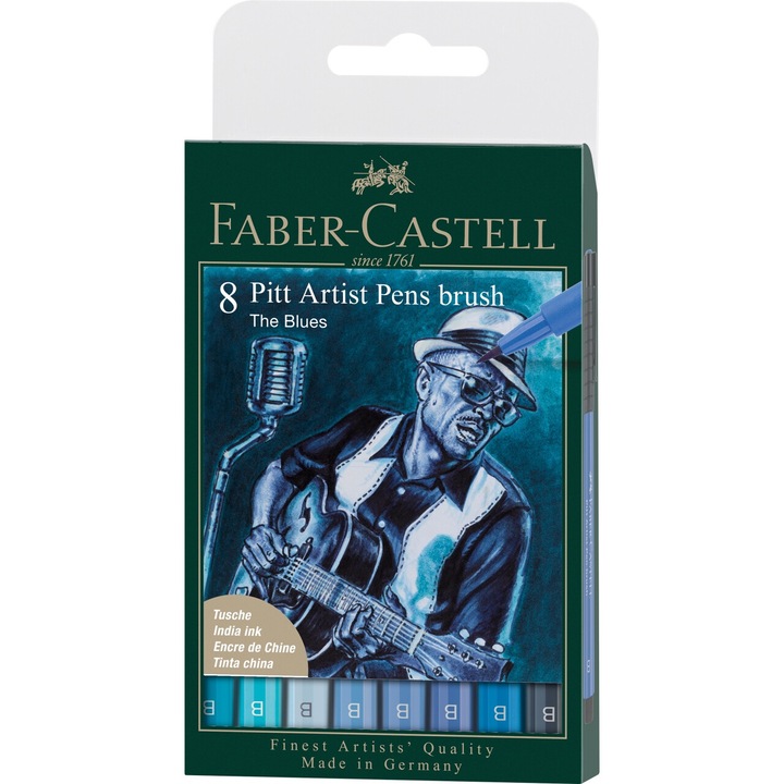 Комплект от 8 маркера Pitt Artist, Blue 2022, Faber-Castell