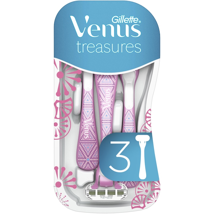 Gillette Venus Treasures eldobható női borotva, rózsaszín, 3 db