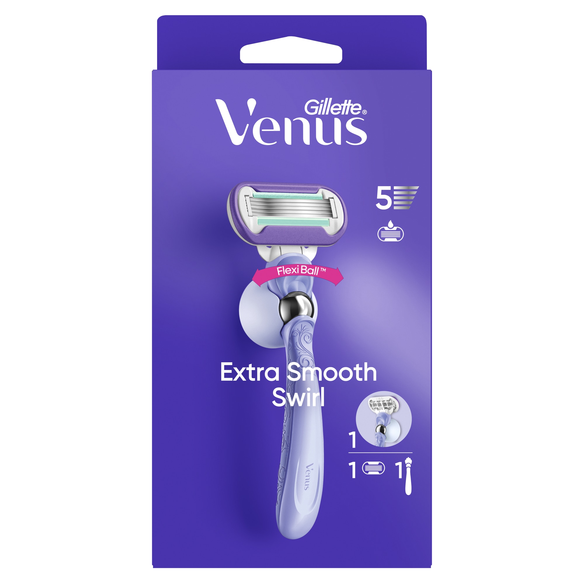 Aparat de ras pentru femei Gillette Venus Swirl, maner Flexiball