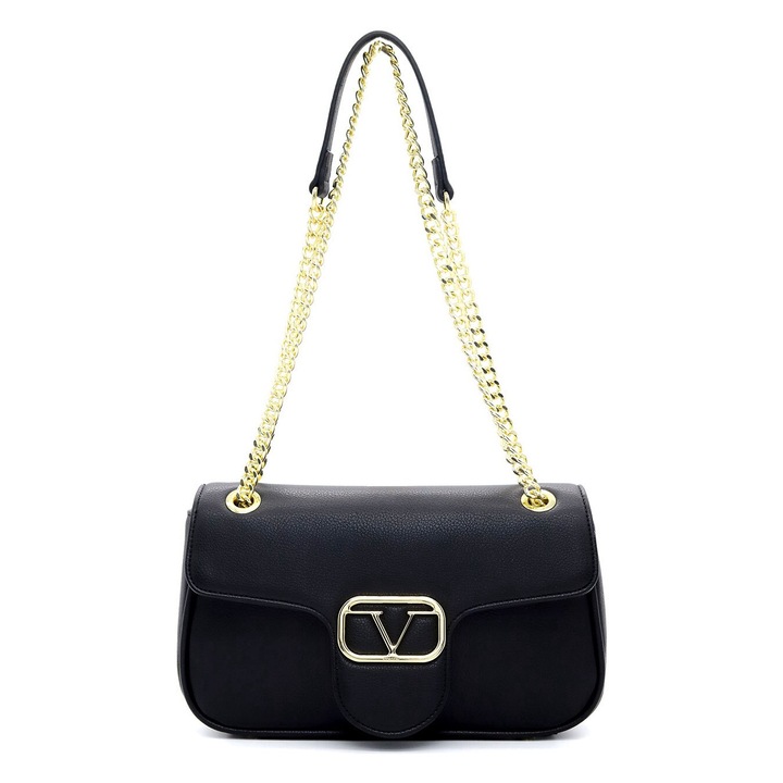 19V69 ITALIA, Geanta crossbody de piele ecologica cu logo, Negru