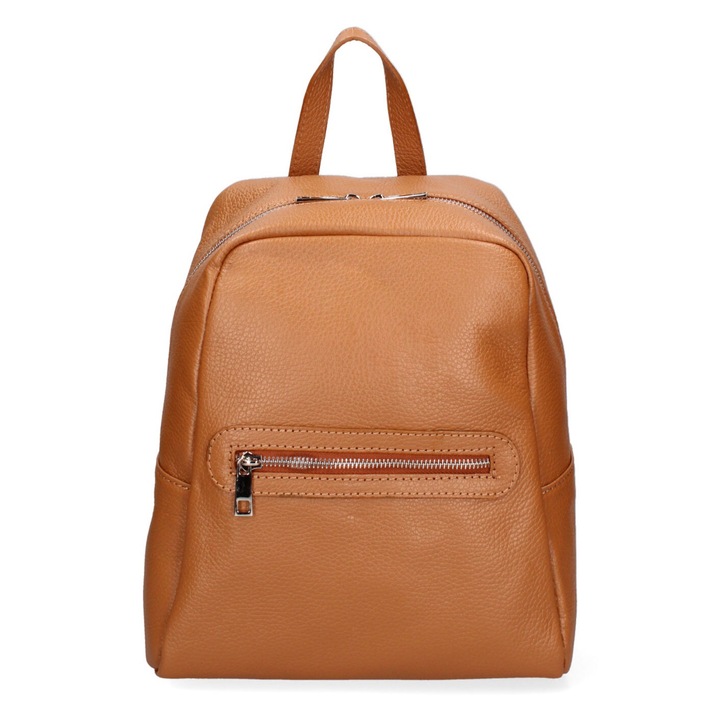 Gave Lux, Rucsac de piele cu bretele ajustabile, Maro cognac