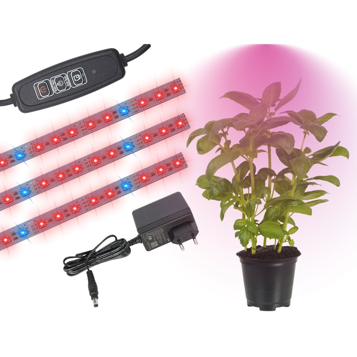 Set 3x lampa LED pentru cresterea plantelor, panou 12 led grow 5:1