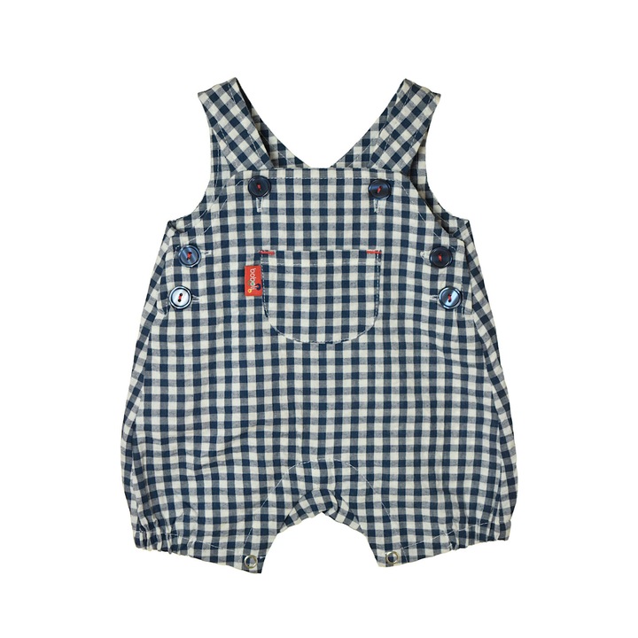 Boboi kék kockás újszülött kantáros nadrág – 50 cm