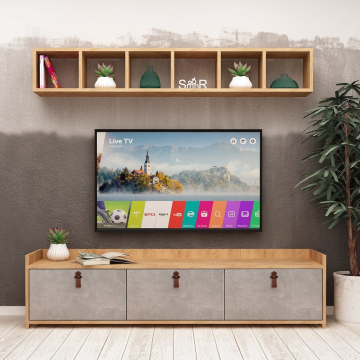 Comoda TV, C1TV-0105, Maro, 150x35x45 cm