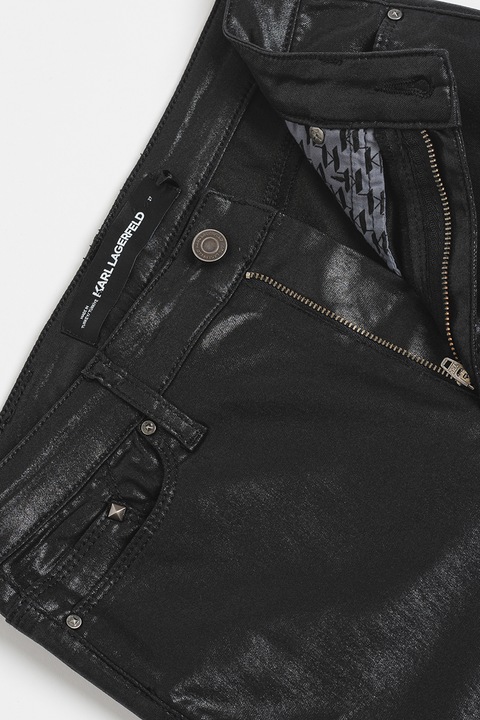 Karl Lagerfeld, Blugi skinny cu talie inalta, Negru