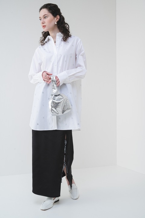 Karl Lagerfeld, Camasa de bumbac organic cu model logo, Alb, XS